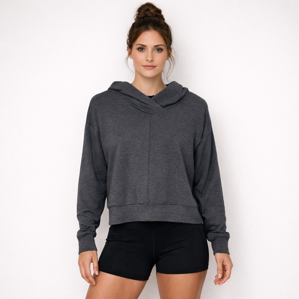 Stoic Atleasure Dark Grey Sweatshirt Dolman Sleeve Small Workout Yoga Gym Cozy